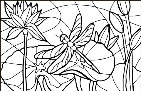 Dragonfly Stained Glass Coloring Page